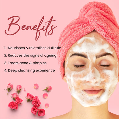 Rose Foaming Face Wash & Cleanser with Tea Tree Oil Extract - 120 ml
