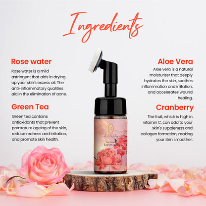 Rose Foaming Face Wash & Cleanser with Tea Tree Oil Extract - 120 ml