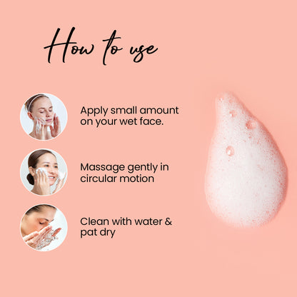 Rose Foaming Face Wash & Cleanser with Tea Tree Oil Extract - 120 ml