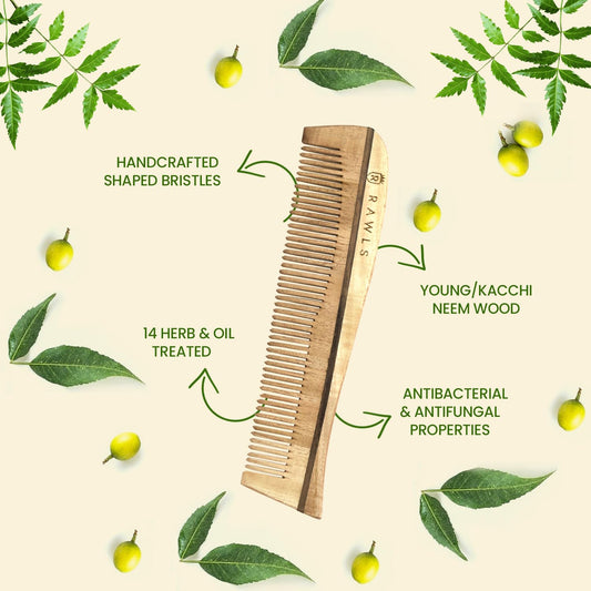 Neem Wood Prime Regular Hair Comb With Smoothing Hair