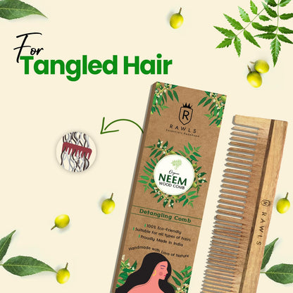 Neem Wood Detangling Hair Comb For Dandruff & Scalp