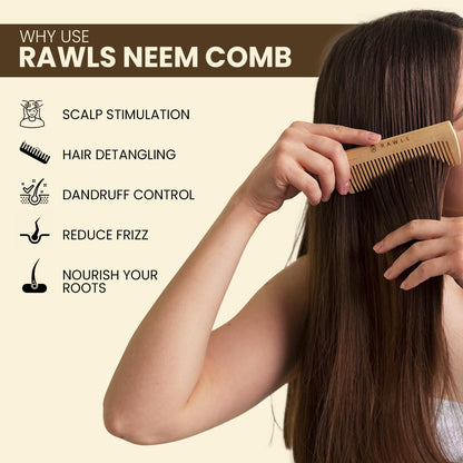 Neem Wood Detangling Hair Comb For Dandruff & Scalp