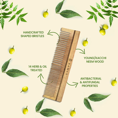 Neem Wood Detangling Hair Comb For Dandruff & Scalp