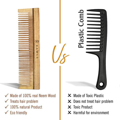 Neem Wood Detangling Hair Comb For Dandruff & Scalp