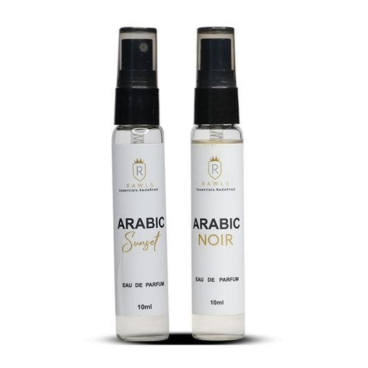 Arabic Sunset EDP and Arabic Noir Eau De Parfum - Fragrance for Her & Him ( Perfume - 10Ml ) - Rawls Essentials