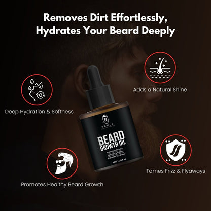 Best Men's Beard Hair Growth Oil - With The Goodness of Argan, Jojoba, and Pomegranate Seed Oils - 30 ml - Rawls Essentials