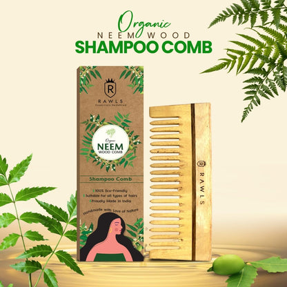 Neem Wood Hair Shampoo comb - Rawls Essentials