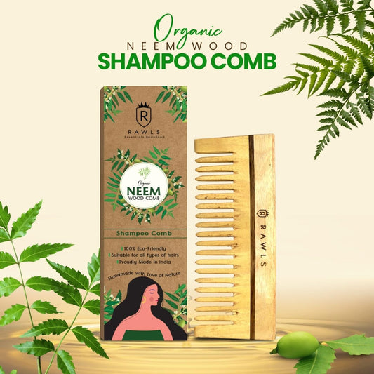 Neem Wood Hair Shampoo comb - Rawls Essentials