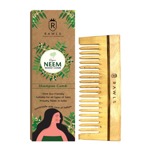 Neem Wood Hair Shampoo comb - Rawls Essentials