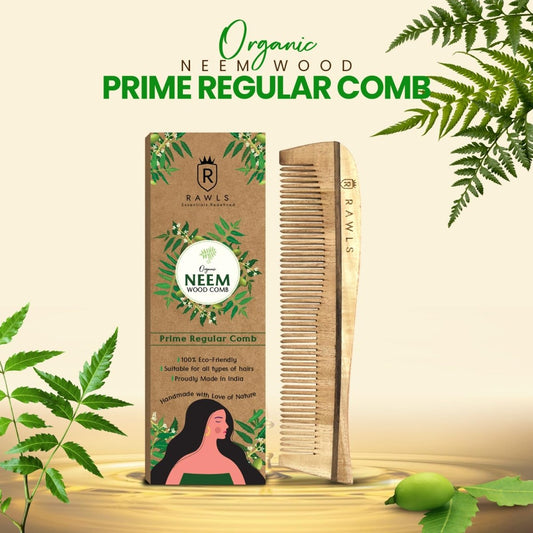Neem Wood Prime Regular Hair Comb With Smoothing Hair - Rawls Essentials