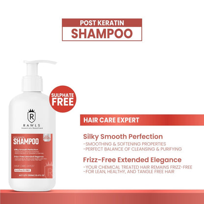 Post Keratin Hair Shampoo for Frizzy Hair - 250 ml - Rawls Essentials