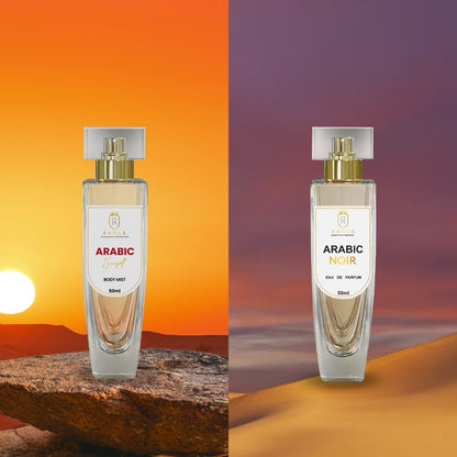 Arabic Noir  Perfume & Arabic Sunset Mist  - Fragrnace Combo For Him & Her 50Ml