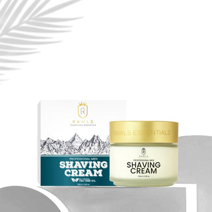 Professional Men Shaving Cream - Tea Tree Oil & Vitamin E - 100 ml - Rawls Essentials
