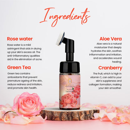 Rose Foaming Face Wash & Cleanser with Tea Tree Oil Extract - 120 ml - Rawls Essentials